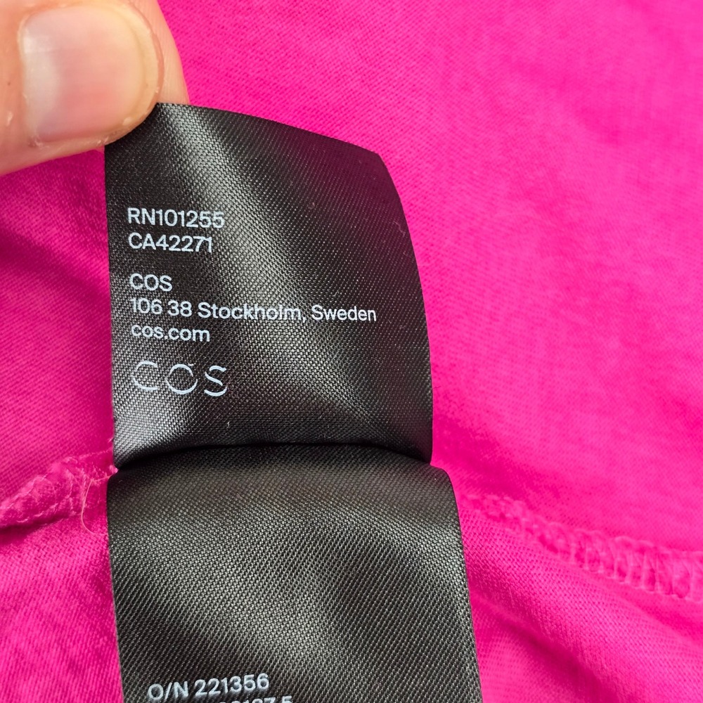 COS Boxy Mock Neck T-Shirt Womens Large Pink Oversized Cotton Minimalist - Picture 8 of 14
